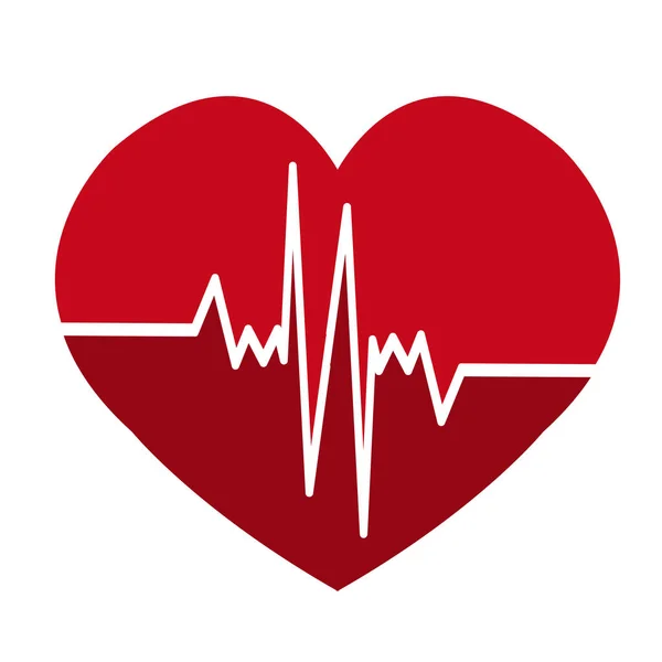 Beyaz Arka Plan Üzerinde Izole Düz Simge Nabız Kalp Atışını — Stok Vektör
