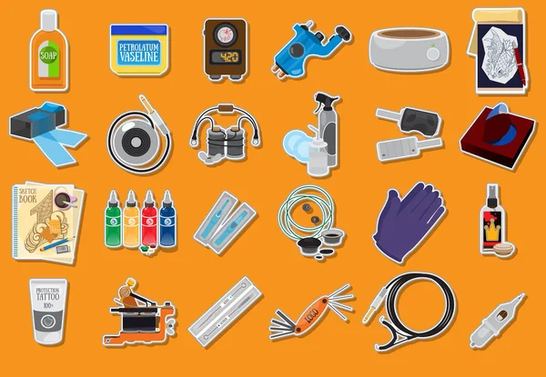 Een Set Voor Tattoo Tools Een Set Van Iconen Voor — Stockvector