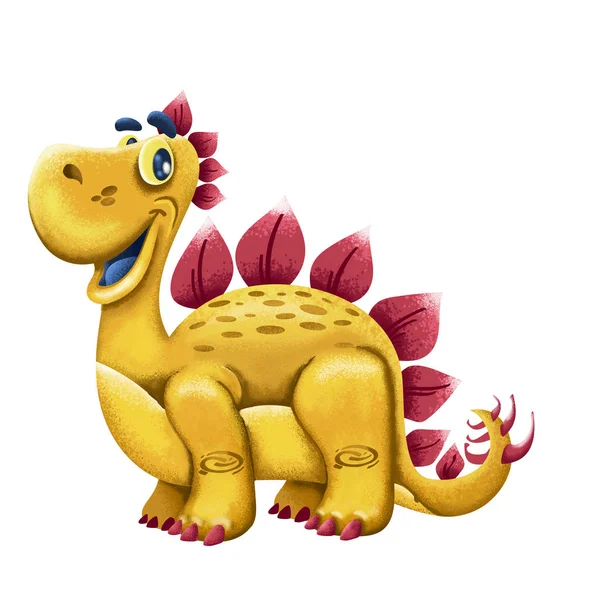Söta Tecknade Dinosaur Stegosaurus Isolerad Vit Bakgrund — Stockfoto