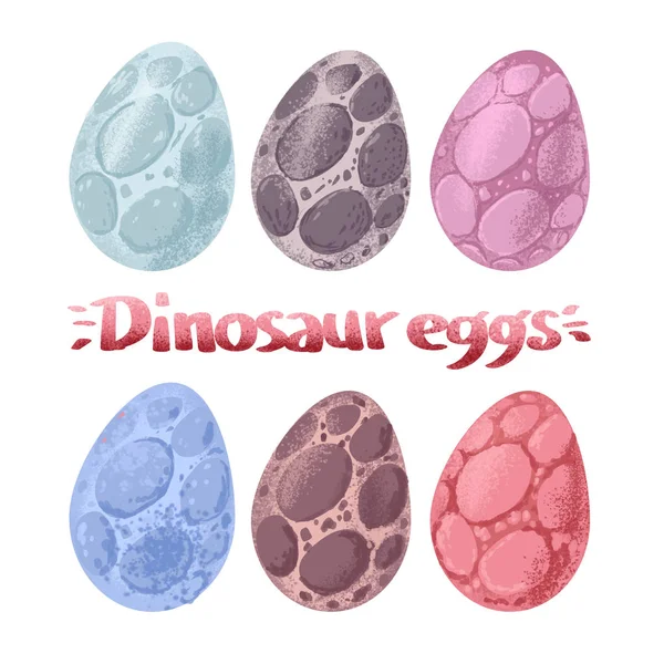 Набор Разноцветных Яиц Динозавров Белом Фоне — стоковое фото