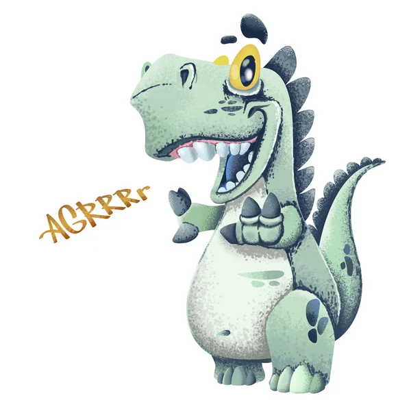 Roztomilý Kreslený Dinosaurus Izolovaných Bílém Pozadí — Stock fotografie