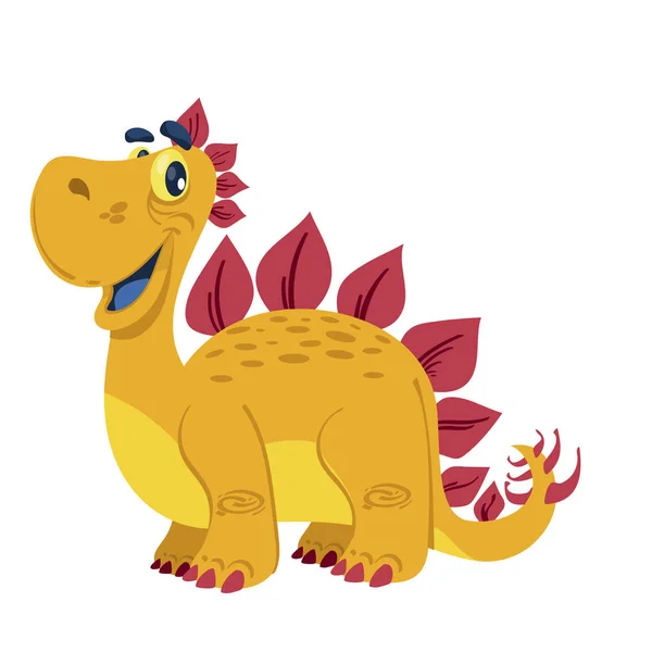 Cute cartoon dinosaur stegosaurus isolated on white background