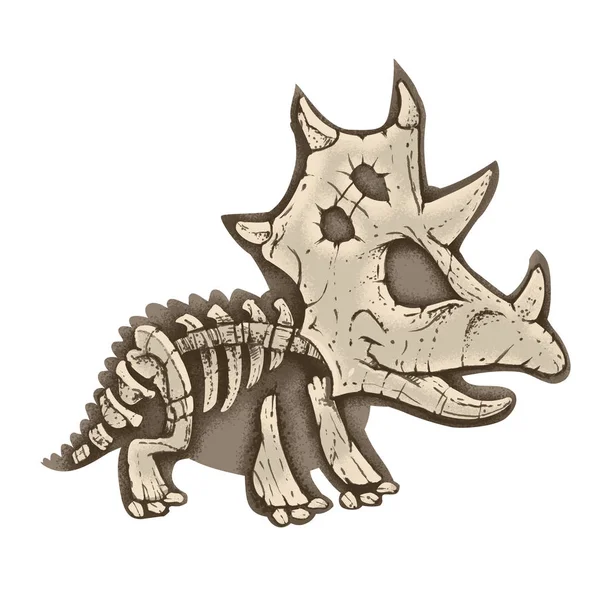 Cartoon dinosaur fossil isolated on white background