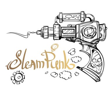Gelecekteki steampunk silah dövme fantastik silahlar