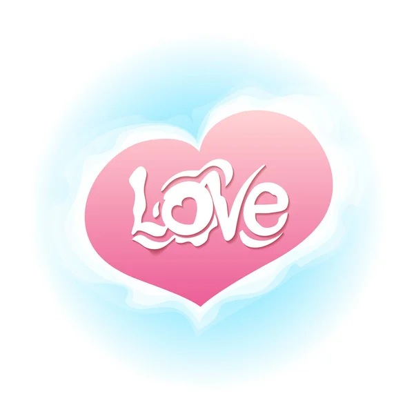 Belo Coração Rosa Com Letras Manuscritas Amor —  Vetores de Stock