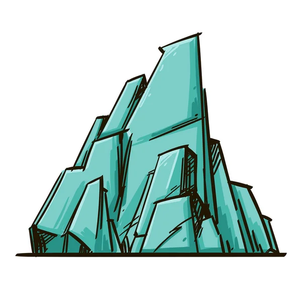 Grote Turquoise Stenen Cartoon Stijl — Stockvector