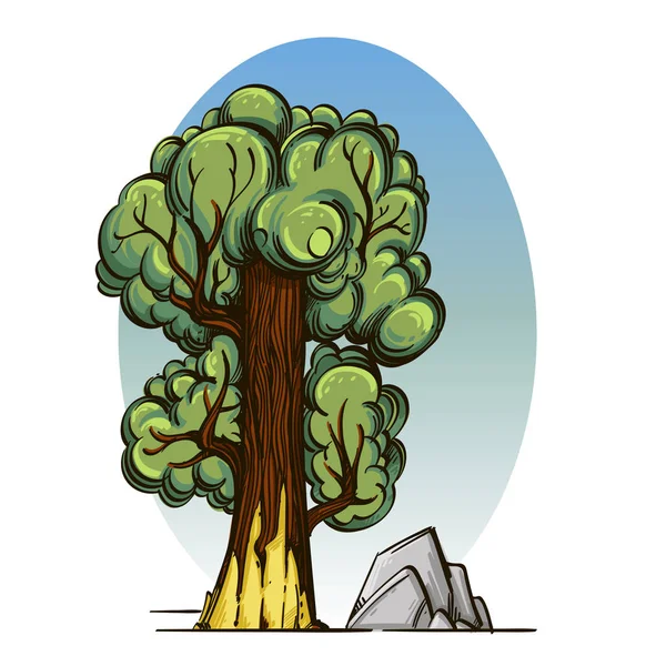 Zielone Drzewo Stylu Cartoon — Wektor stockowy