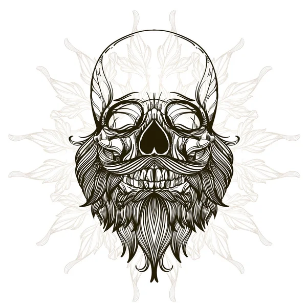 Calavera Hipsters Barbudos Sobre Fondo Blanco — Vector de stock