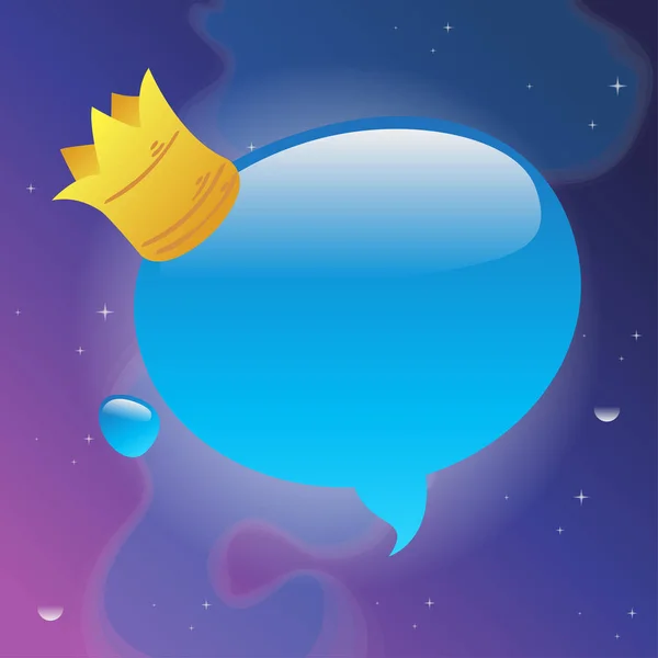 Голубой Пузырь Речи Короной Космическом Фоне — стоковый вектор