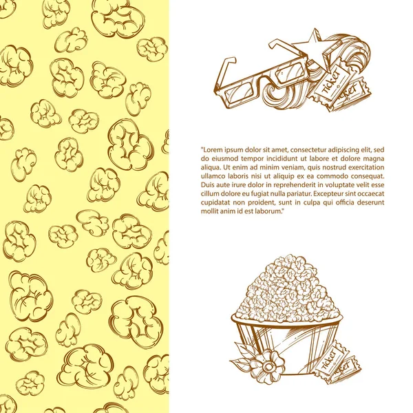 Plantilla Folleto Para Película Con Palomitas Maíz — Vector de stock