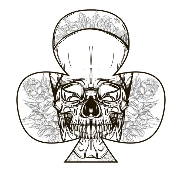 Skull Contorno Esboço Para Tatuagem Para Adesivos Impressão Camisetas Outros — Vetor de Stock