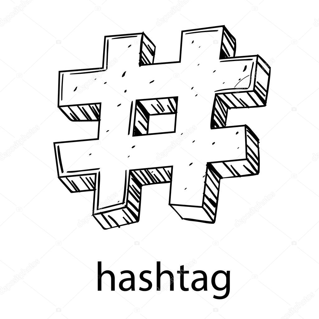 Hashtag isolated on white background