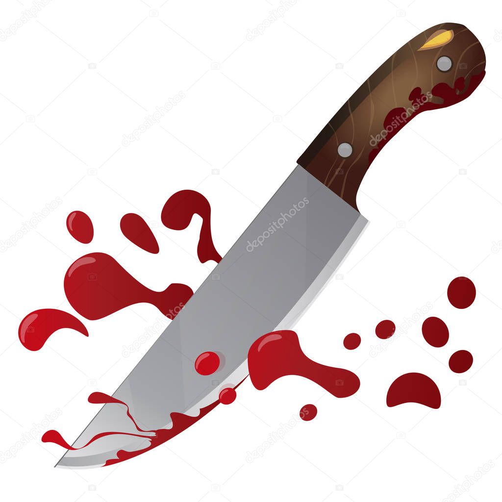 Kitchen knife with bloody drops