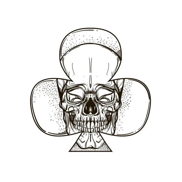 Dibujo Del Contorno Del Cráneo Para Tatuaje Para Pegatinas Impresión — Vector de stock