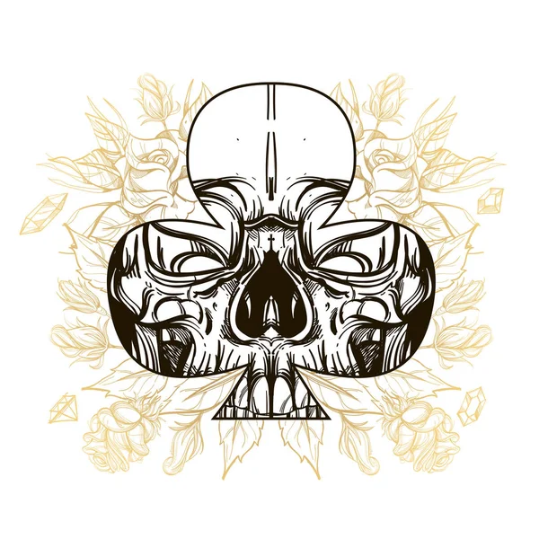 Skull Contour Sketch Tattoo Stickers Printing Shirts Other Items — Stock Vector