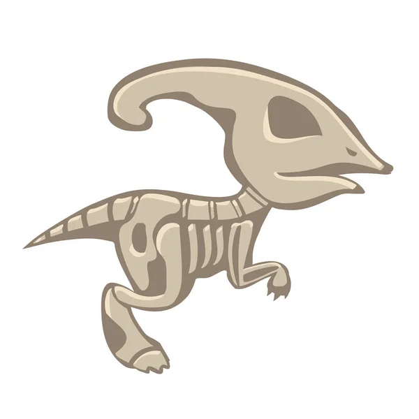 白い背景に分離された漫画の恐竜の化石 — ストックベクタ