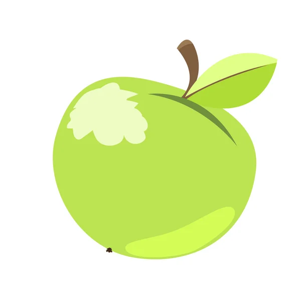 Pokousané Jablko Izolované Bílém Pozadí — Stockový vektor