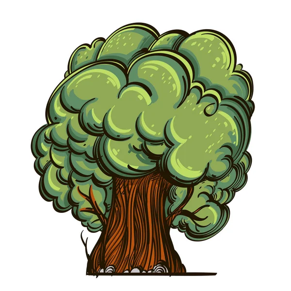Зелене Дерево Мультяшному Стилі — стоковий вектор