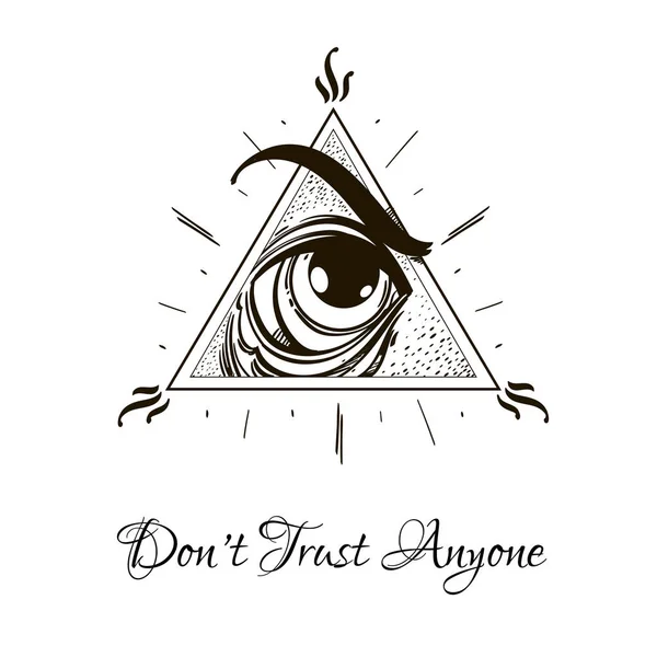 All Seeing Eye Isolated White Background — Stock Vector