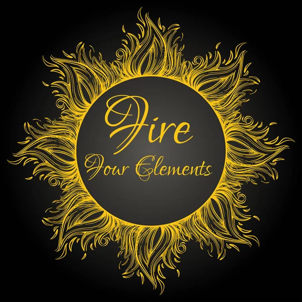 Four Elements Fire Frame Black Background — Stock Vector