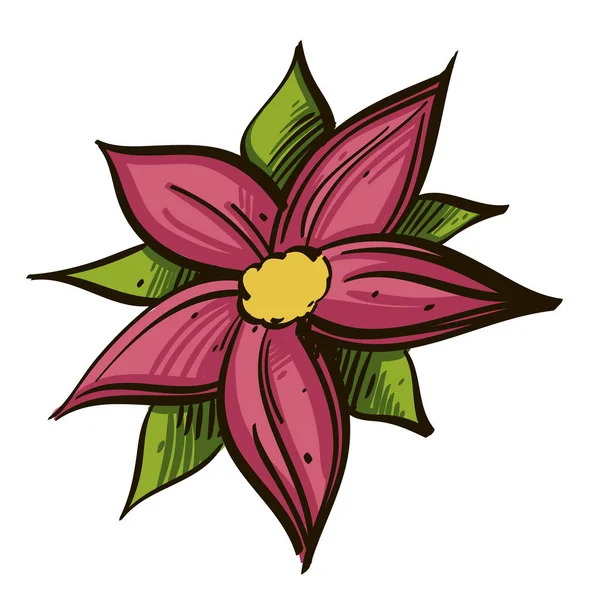 Flor Rosa Estilo Dibujado Mano Aislado Sobre Fondo Blanco — Vector de stock