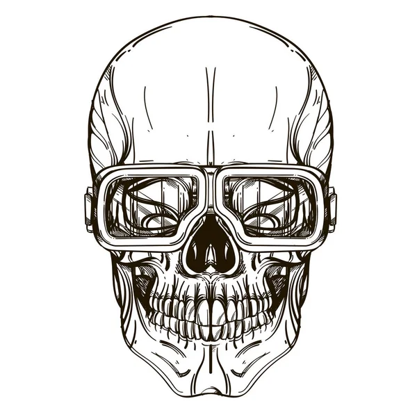 Контурный Эскиз Черепа Татуировки Наклеек Печати Футболках Других Предметах — стоковый вектор