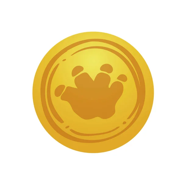 Χρυσό Νόμισμα Αποτύπωμα Δεινόσαυρος — Διανυσματικό Αρχείο