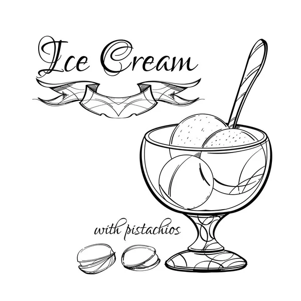 Фисташковое Мороженое Миске Белом Фоне — стоковый вектор