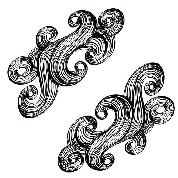 Contorno Patrón Abstracto Como Negro Hebras Cabello — Vector de stock