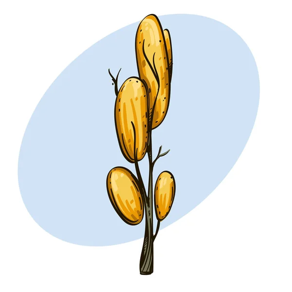 Κίτρινο Φθινοπωρινό Δέντρο Στυλ Καρτούν — Διανυσματικό Αρχείο