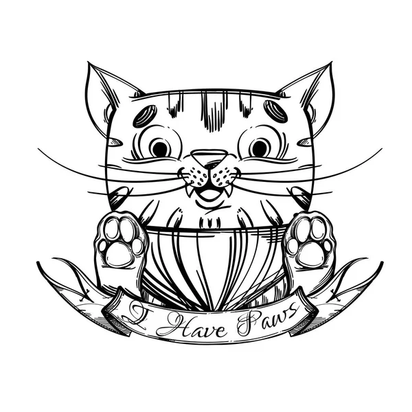 Divertido Gato Dibujos Animados Sobre Fondo Blanco — Vector de stock