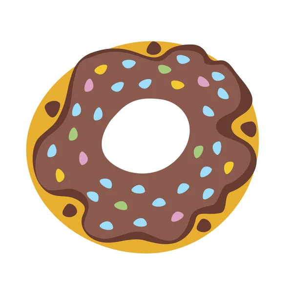 Donut Met Chocolade Slagroom Geïsoleerd Witte Achtergrond — Stockvector