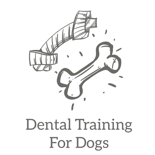 Entrenamiento Dental Para Perros Sobre Fondo Blanco — Vector de stock