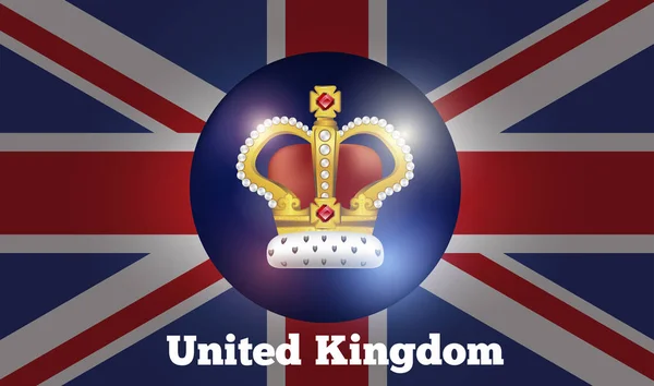 背景以英国的旗子 冠和圆区域为文本 — 图库矢量图片