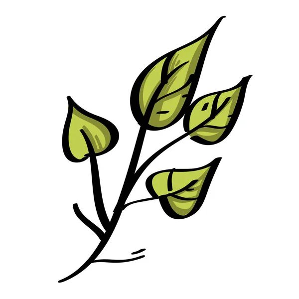 白地に葉が孤立した分枝 — ストックベクタ