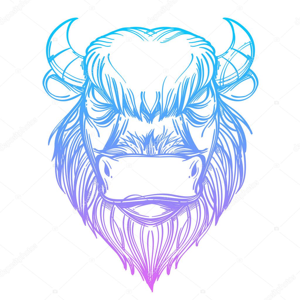Buffalo or bull head outline icon
