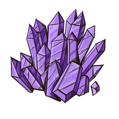 Crystal, mineral, değerli taş. Beyaz arka plan üzerinde izole vektör çizim.