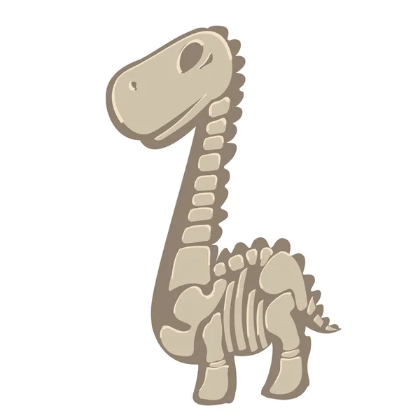 Fósil Dinosaurio Dibujos Animados Ilustración Vectorial Aislada Sobre Fondo Blanco — Vector de stock