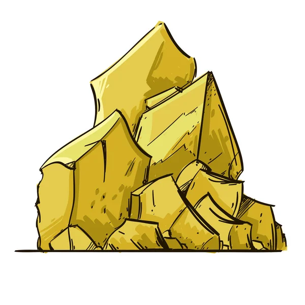 Великий Жовтий Камінь Мультиплікаційному Стилі Ландшафтний Елемент Дизайну Ігор Анімації — стоковий вектор