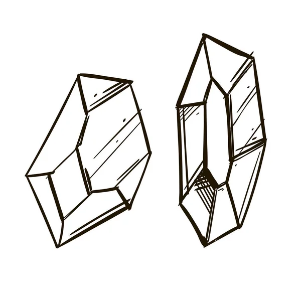 Kristal Mineralen Edelsteen Overzicht Vectorillustratie Geïsoleerd Witte Achtergrond — Stockvector