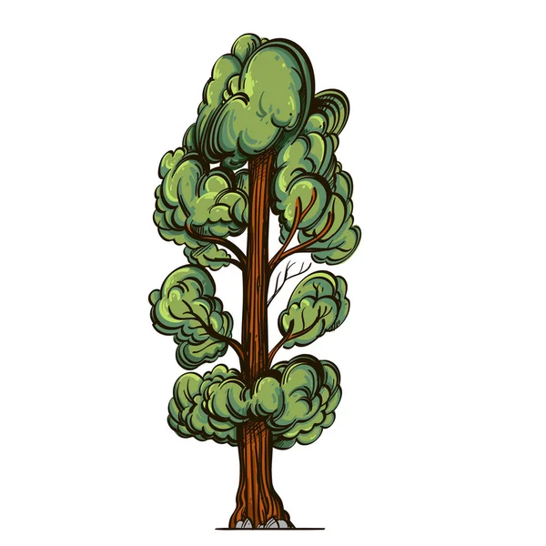Grüner Baum Cartoon Stil Landschaftselement Für Spieldesign Und Animation Vektor — Stockvektor