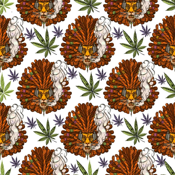 Marijuana Seamless Pattern Cultivation Culture Cannabis Use — Stock Vector