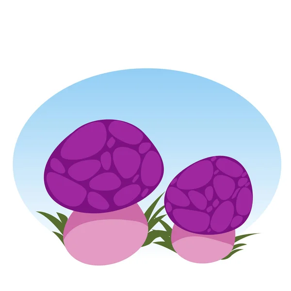 Purple Fantasy Mushrooms Vector Illustration Isolated White Background — Stock Vector