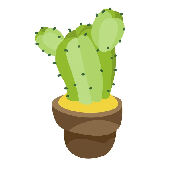 Cactus Een Pot Vectorillustratie Geïsoleerd Witte Achtergrond — Stockvector