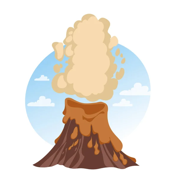 Erupción Del Volcán Ilustración Vectorial Aislada Sobre Fondo Blanco — Vector de stock