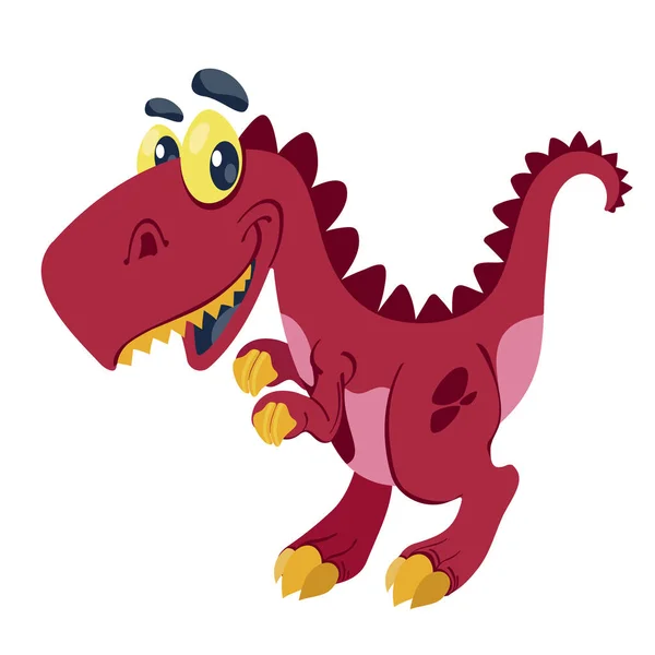 Roztomilý Kreslený Dinosaurus Vektorové Ilustrace Izolované Bílém Pozadí — Stockový vektor