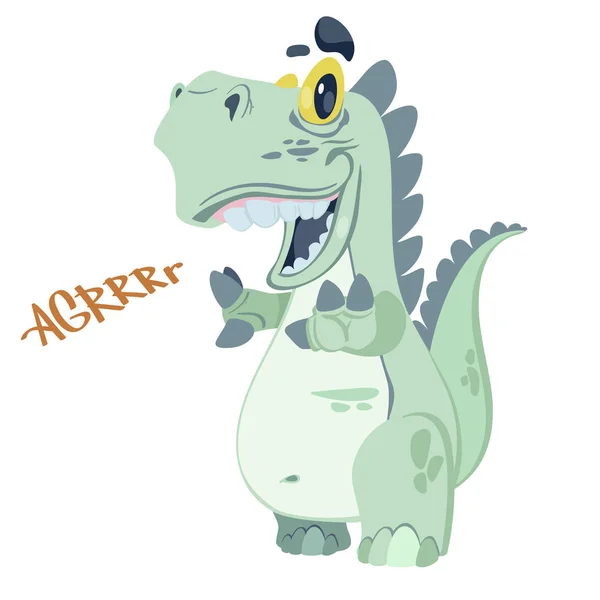 Cute Cartoon Dinosaur Vector Illustration Isolated White Background — Stock Vector