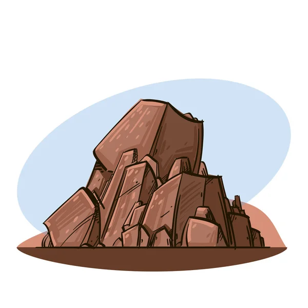 Batu Cokelat Besar Dengan Gaya Kartun Elemen Lansekap Untuk Desain - Stok Vektor