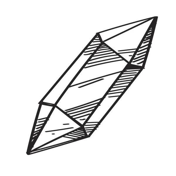 Cristal Minéral Pierre Précieuse Illustration Vectorielle Contour Isolée Sur Fond — Image vectorielle