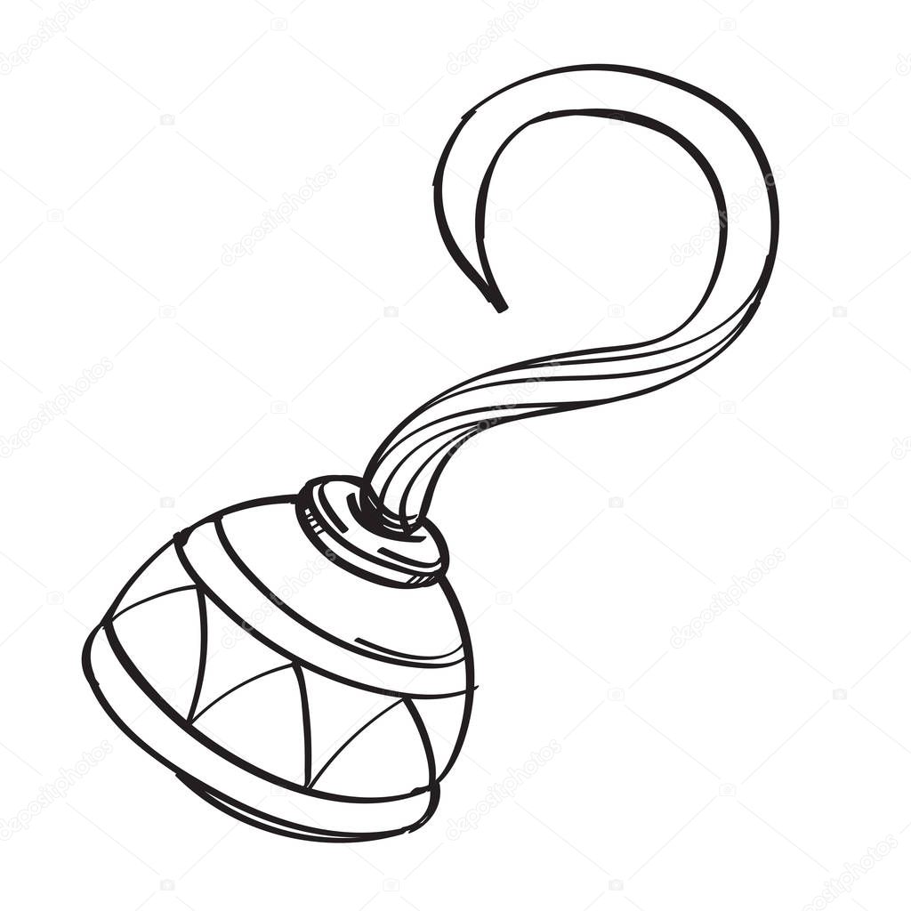 Hook contour illustration for coloring. Template for tattoo.